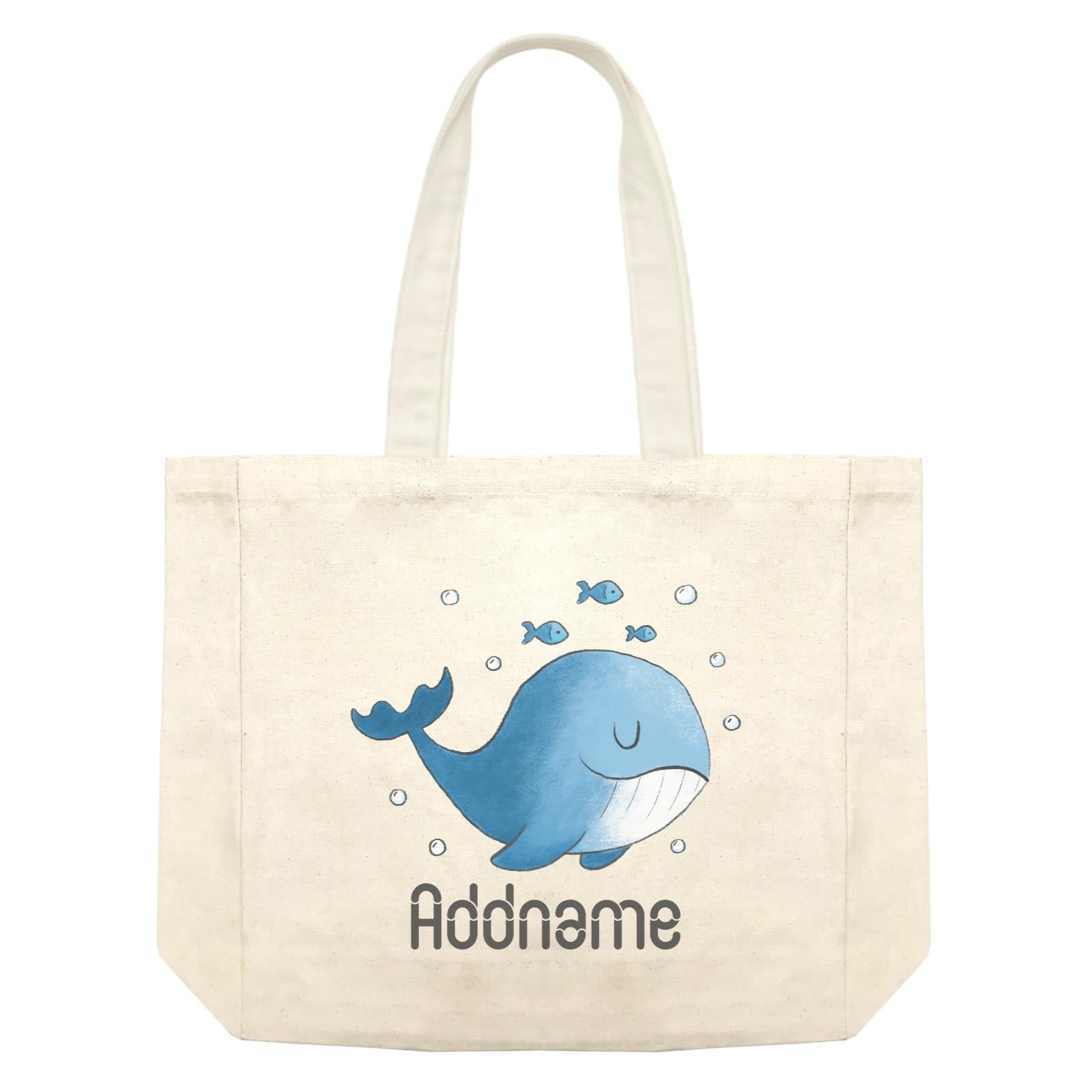 Cute Hand Drawn Style Whale Addname Shopping Bag