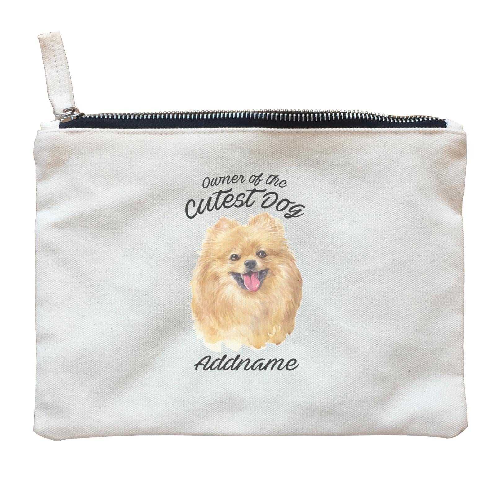 Watercolor Dog Owner Of The Cutest Dog Pomeranian Addname Zipper Pouch