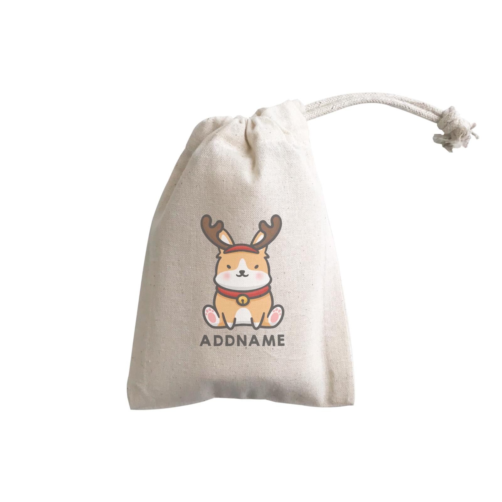 Xmas Cute Dog With Reindeer Antlers Addname GP Gift Pouch