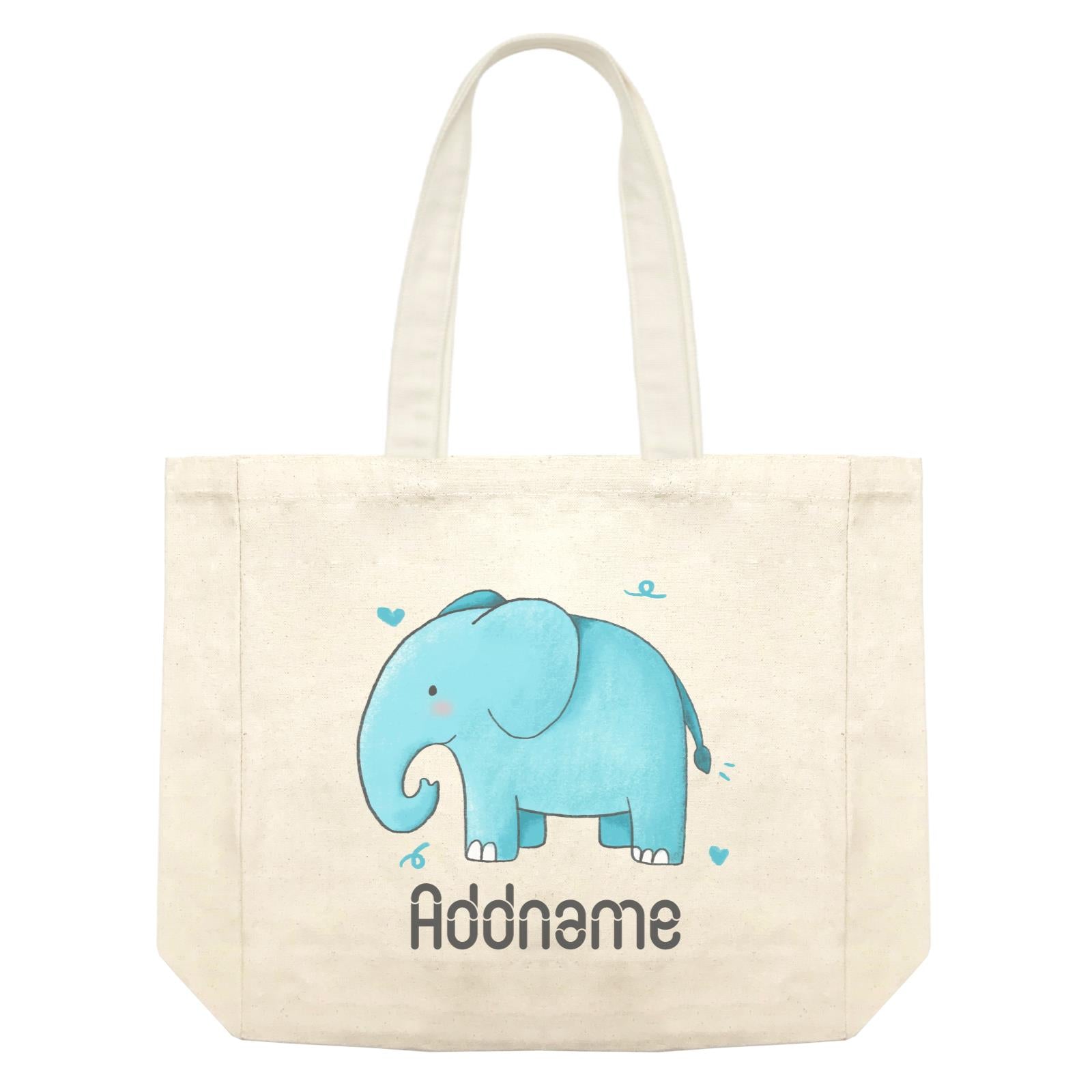 Cute Hand Drawn Style Elephant Addname Shopping Bag