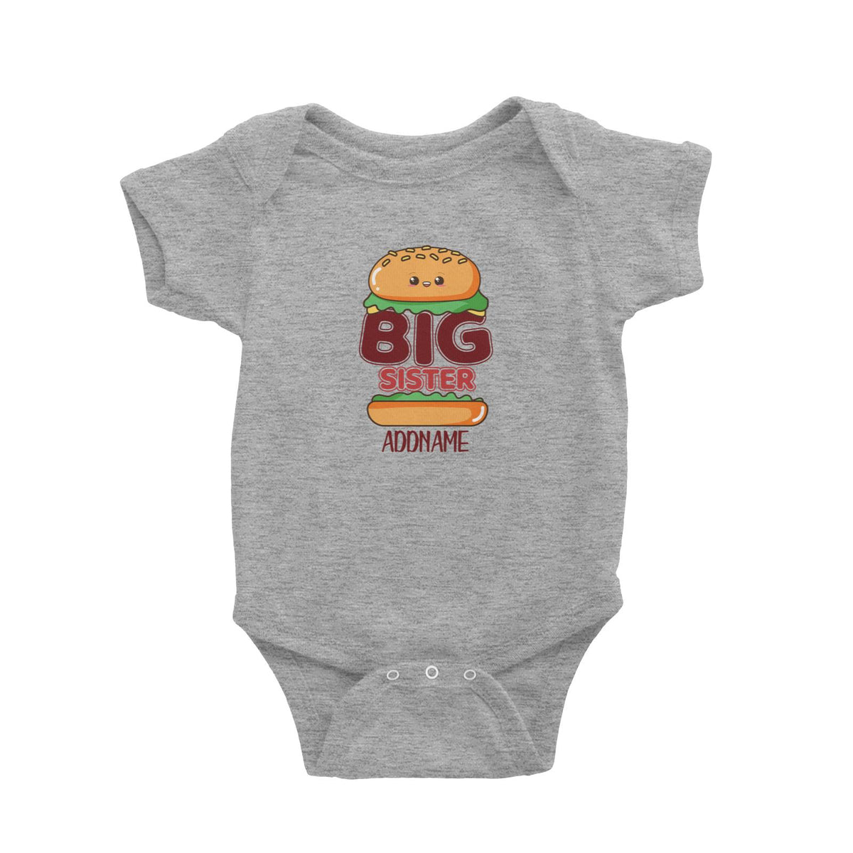 Cute Burger Big Sister Baby Romper