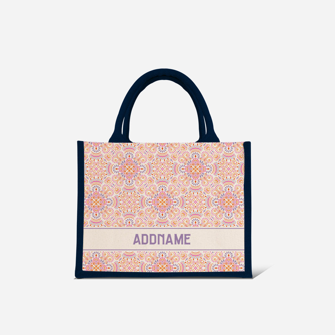 Pookal Series Half Lining Small Jute Bag - Triumph Navy