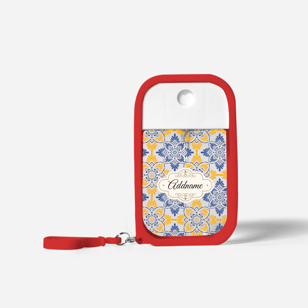 Moroccan Series Refillable Hand Sanitizer with Personalisation - Arabesque Butter Blue Red