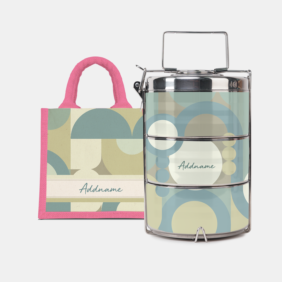 Ryn Series - Pandan - Lunch Tote Bag with Three-Tier Tiffin Carrier