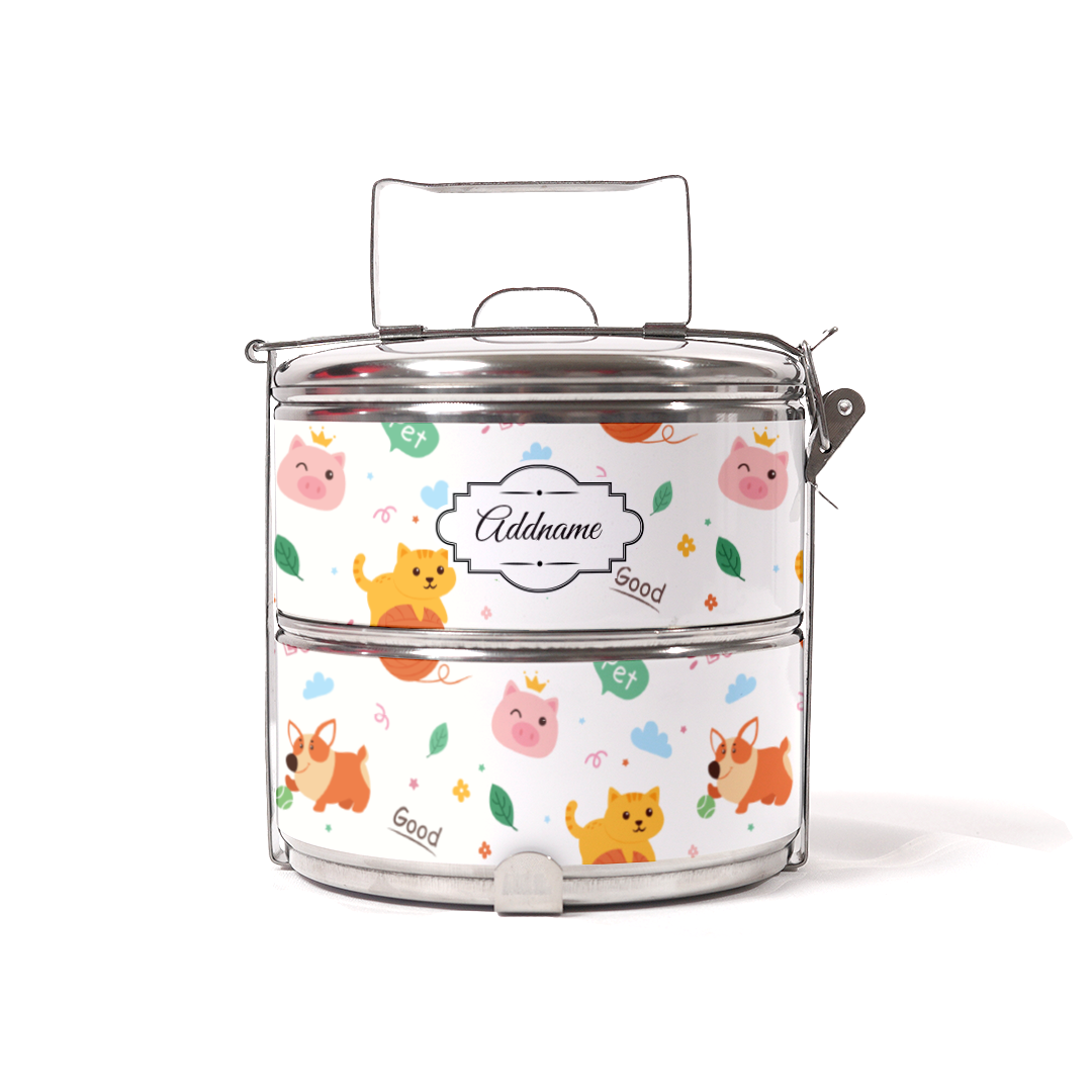 Cat And Friends Two Tier Tiffin Carrier