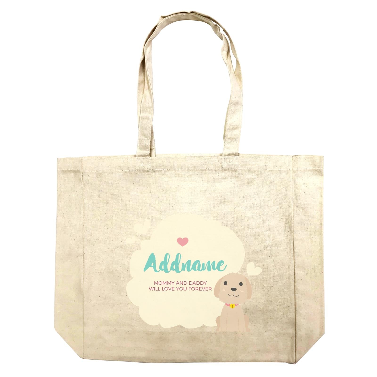 Cute Dog and Yellow Cloud Personalizable with Name and Text Shopping Bag