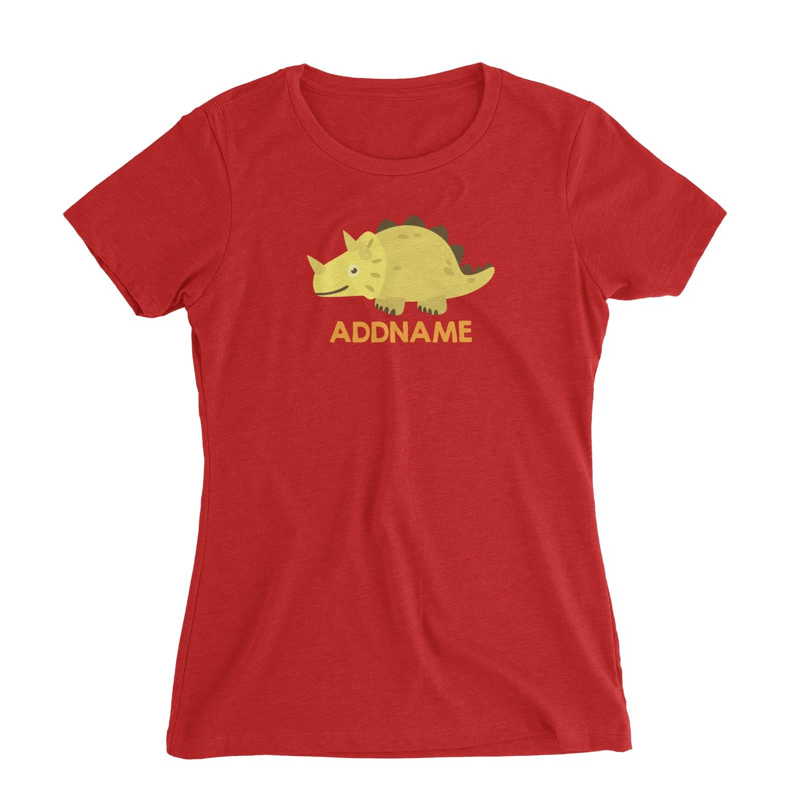 Cute Triceratops Dinosaur Personalizable Design Women's Slim Fit T-Shirt