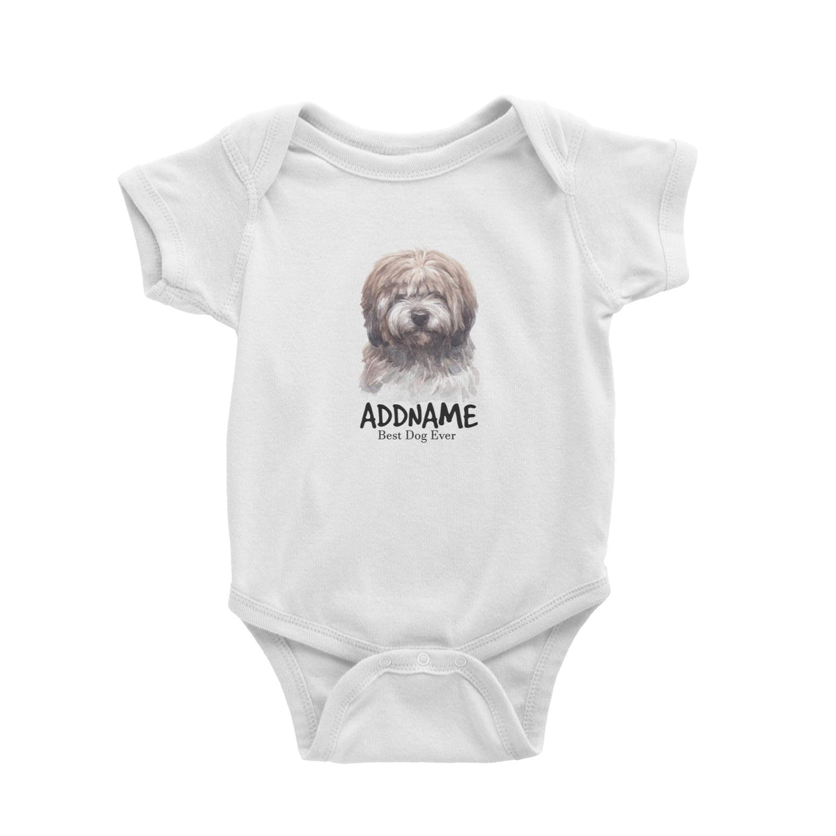 Watercolor Dog Tibetan Best Dog Ever Addname Baby Romper