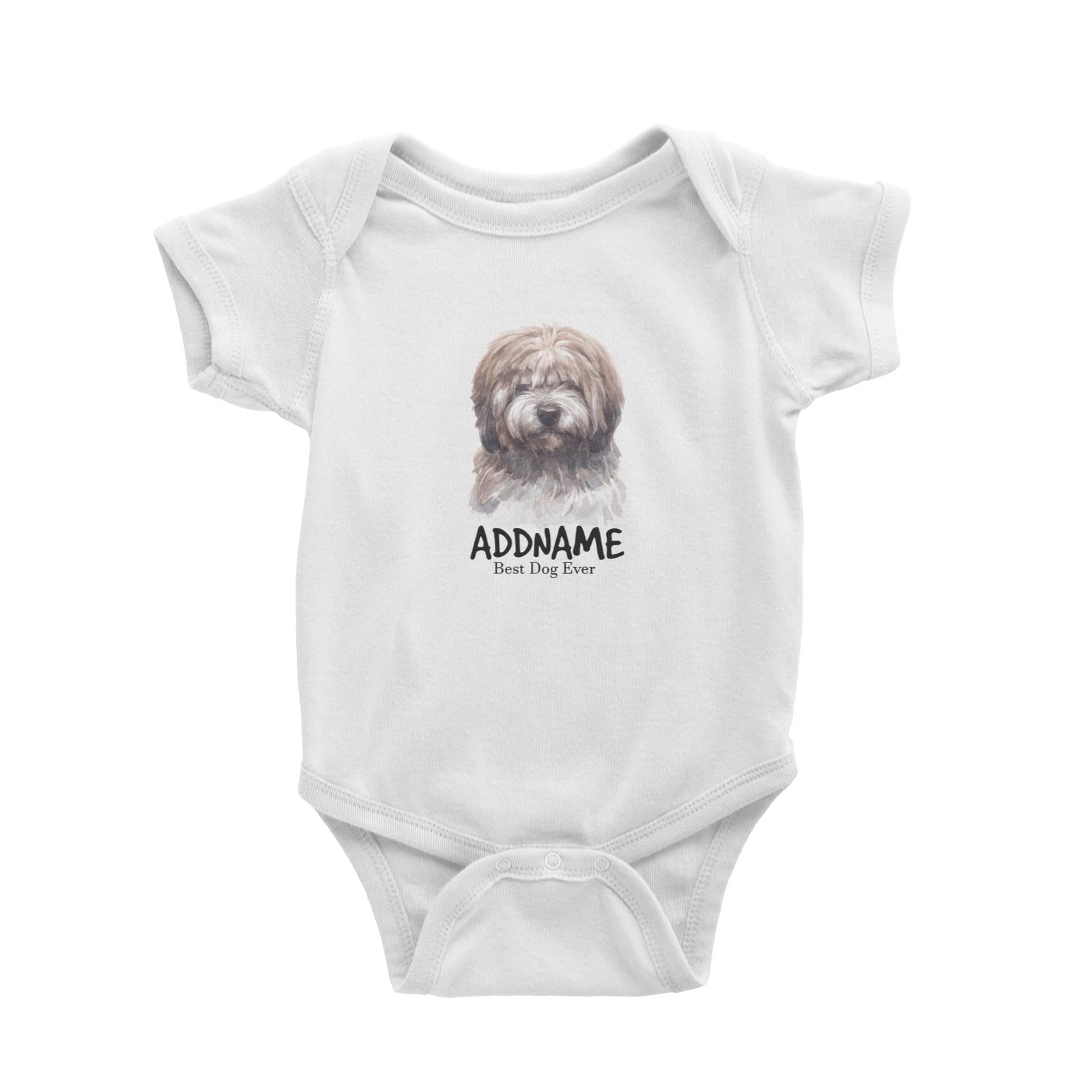 Watercolor Dog Tibetan Best Dog Ever Addname Baby Romper