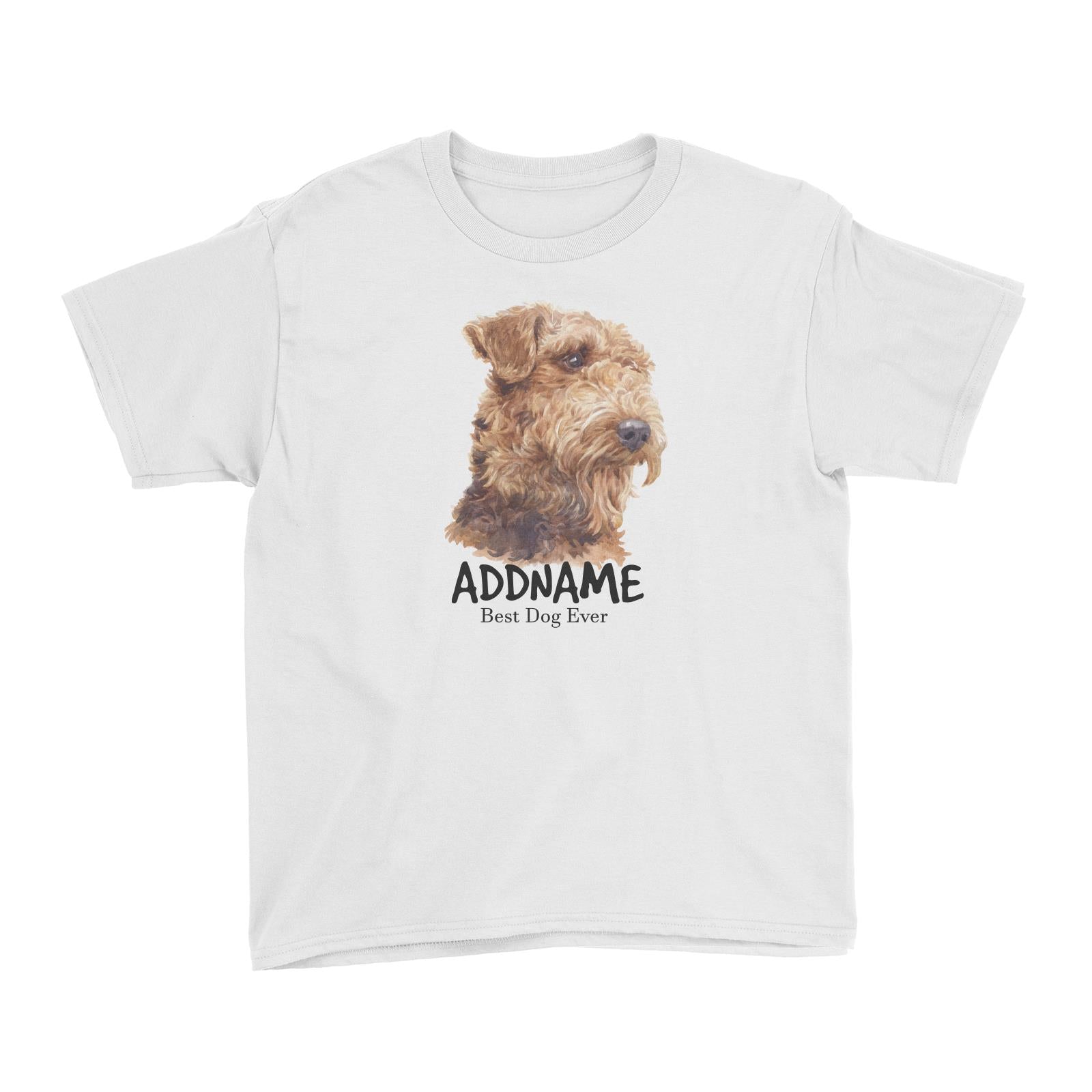 Watercolor Dog Airedale Terrier Best Dog Ever Addname Kid's T-Shirt