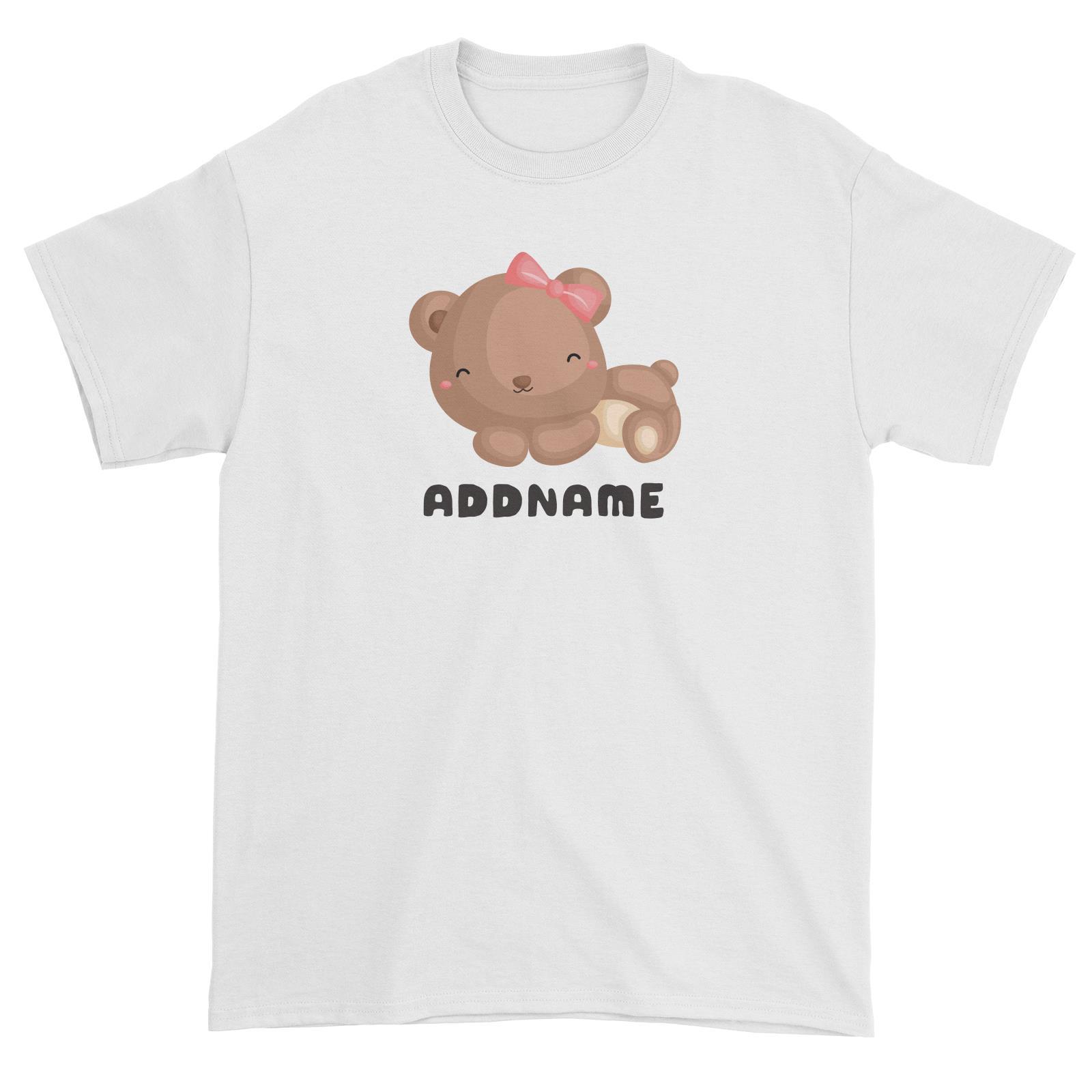 Birthday Friendly Animals Happy Sleeping Bear Addname Unisex T-Shirt