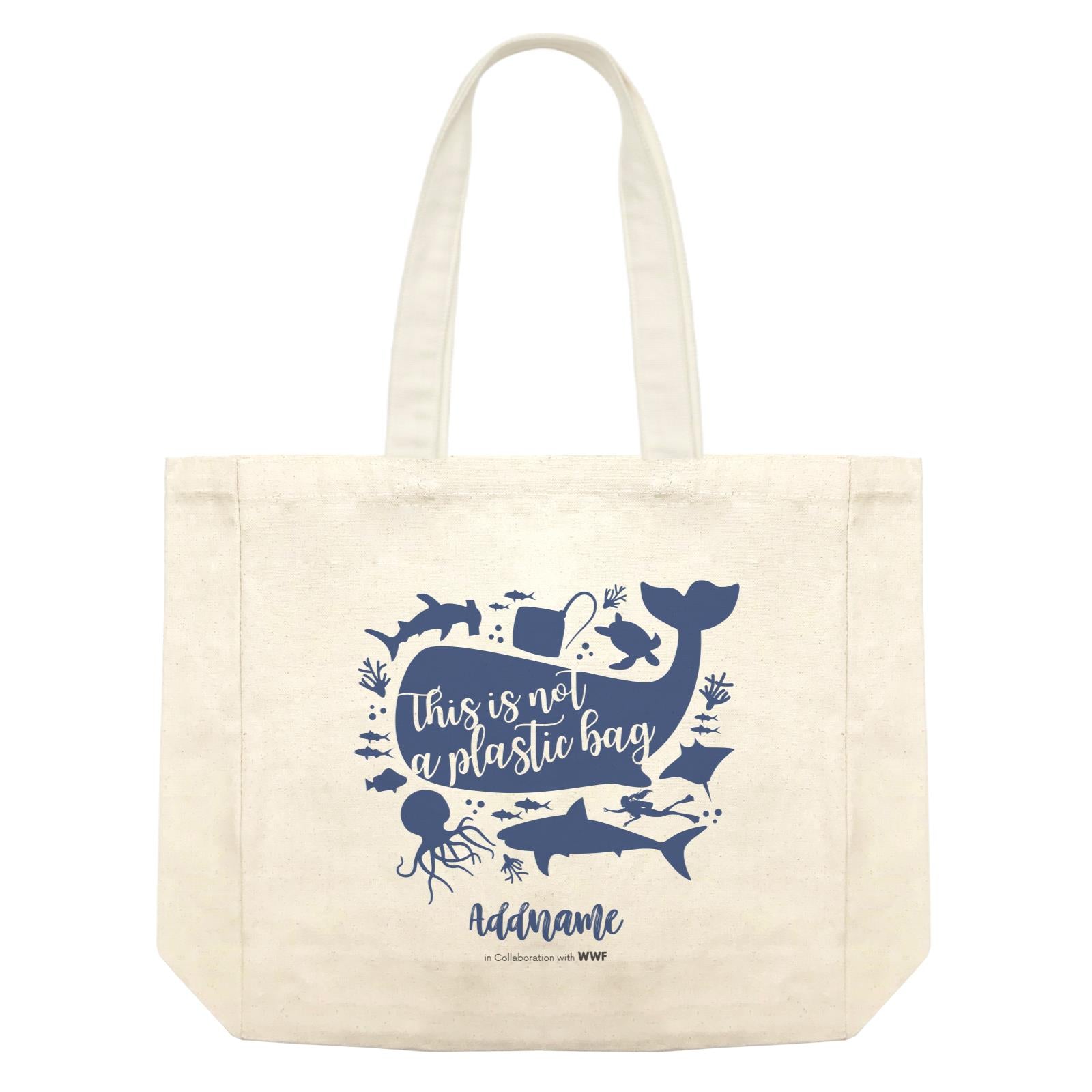 This is Not A Plastic Bag with Sea Animals Silhouette Addname Shopping Bag