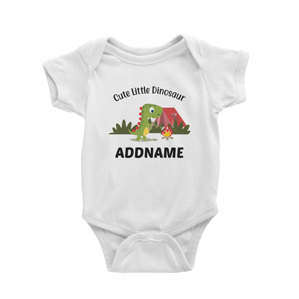 Cute Little Dinosaur Camp Fire Addname Baby Romper