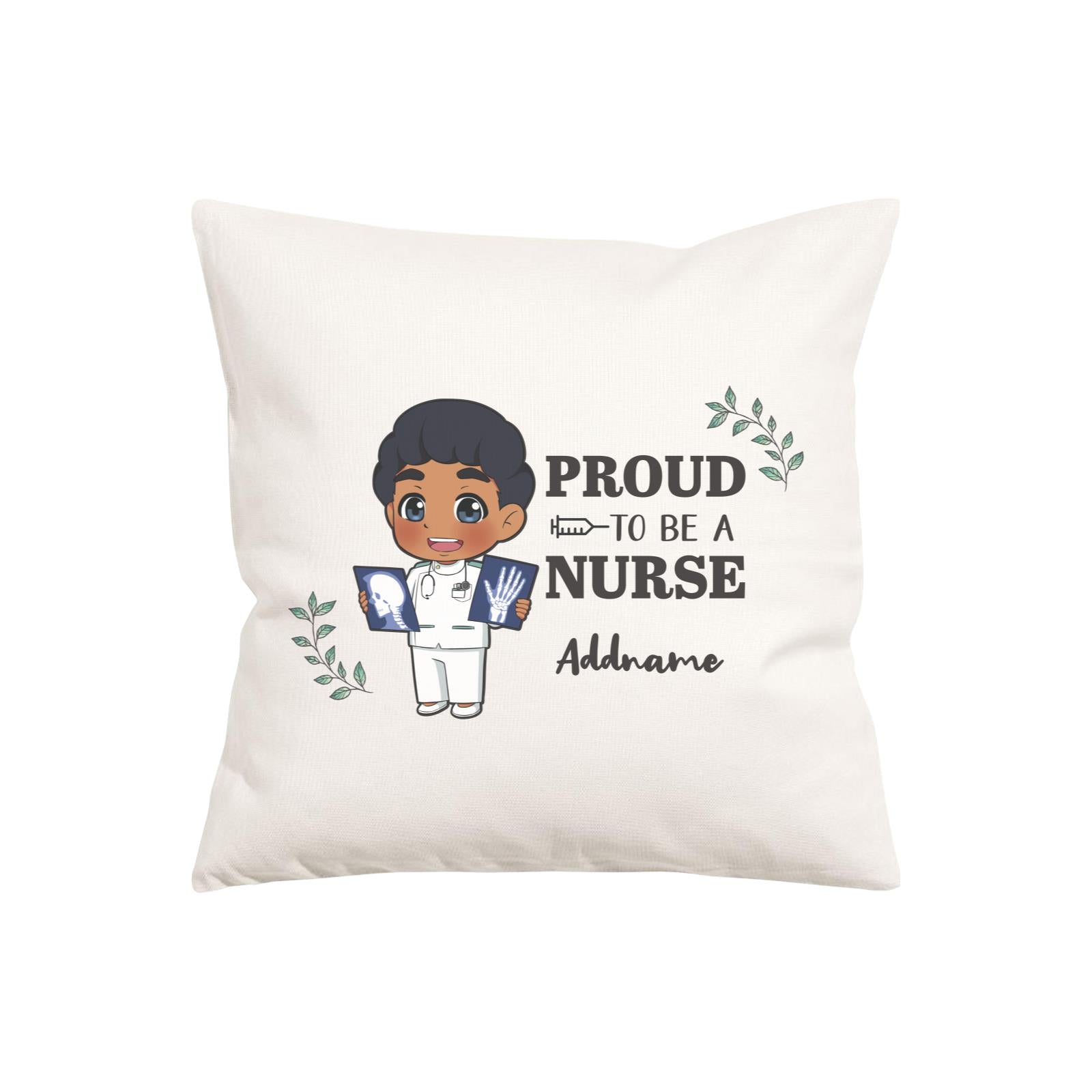 Proud To Be A Nurse Chibi Male Indian Pillow Cushion