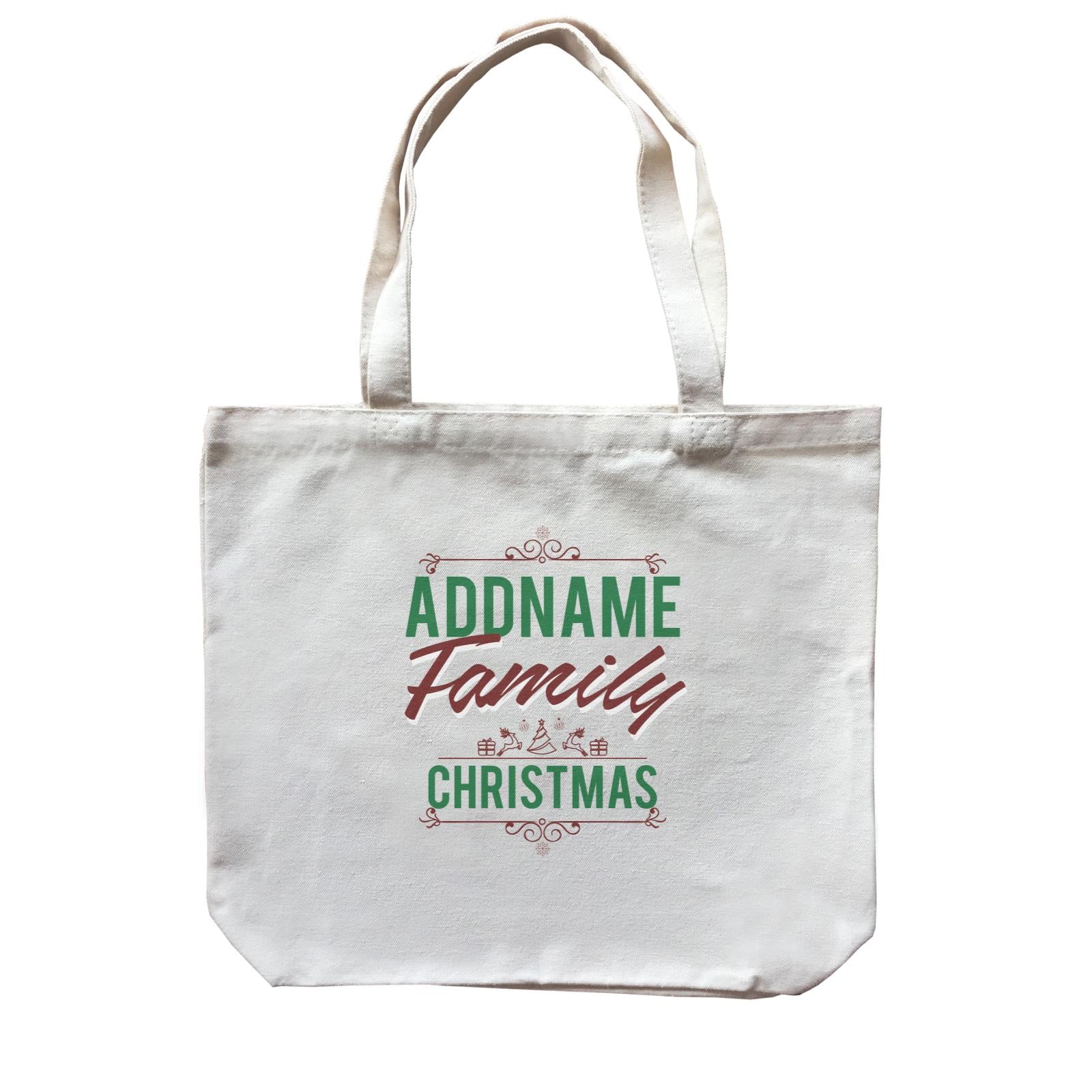 Christmas Addname Family Christmas with Elements Canvas Bag