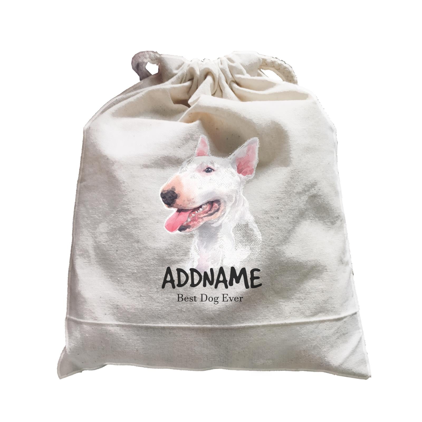Watercolor Dog Bull Terrier Best Dog Ever Addname Satchel