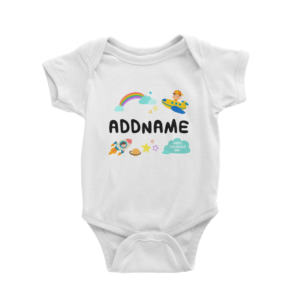 Children's Day Gift Series Adventure Boy Space Rainbow Addname Baby Romper
