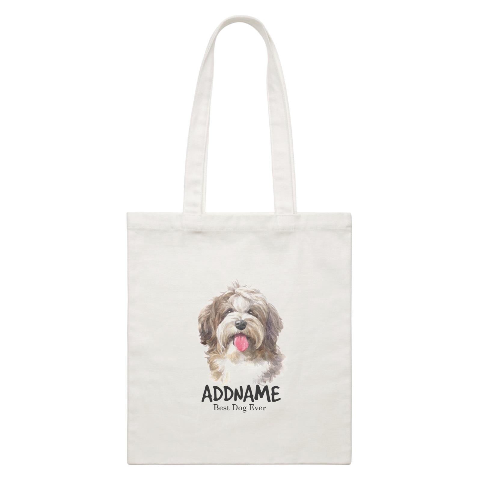 Watercolor Dog Shaggy Havanese Best Dog Ever Addname White Canvas Bag