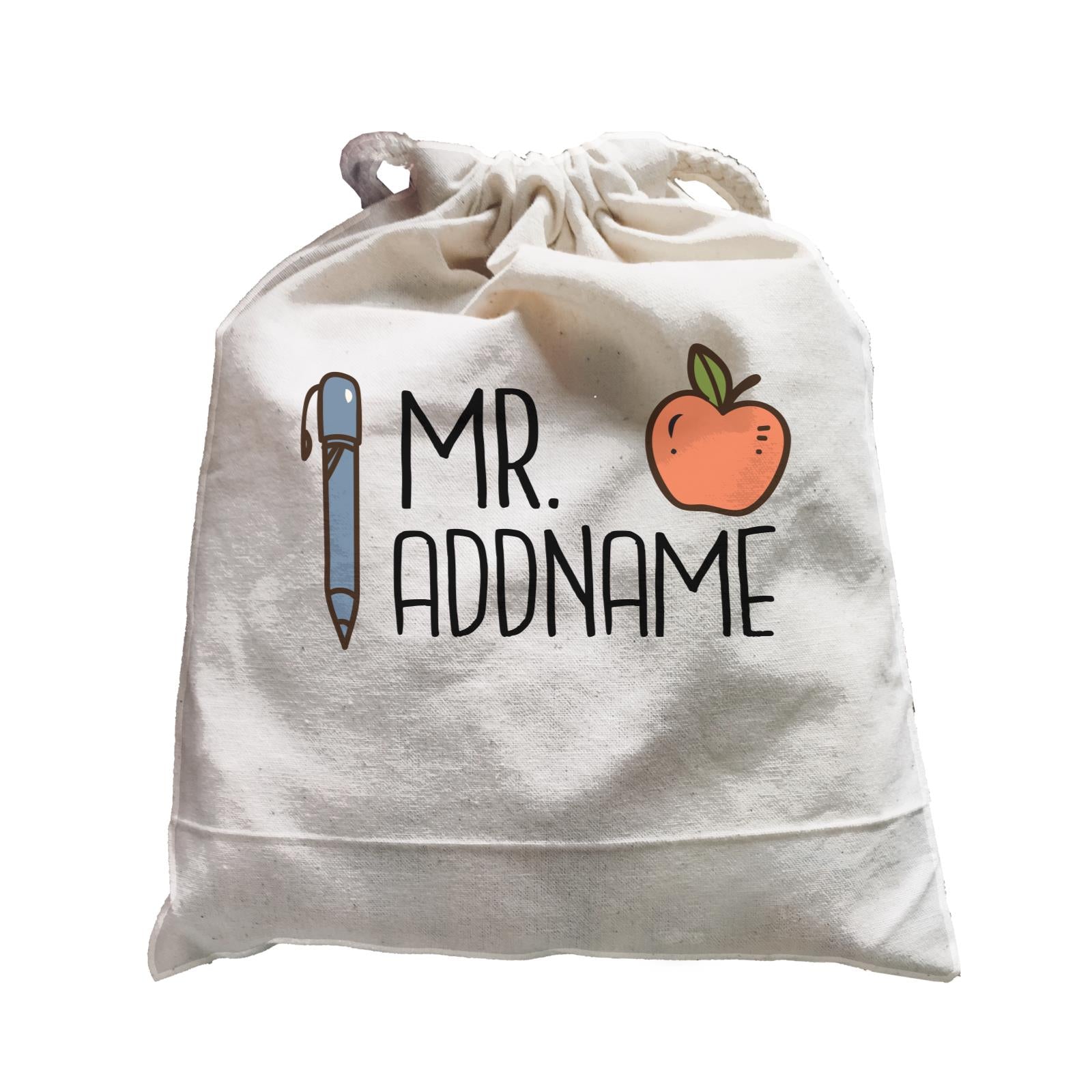 Teacher Addname Apple And Pen Mr Addname Satchel - FamsyMall