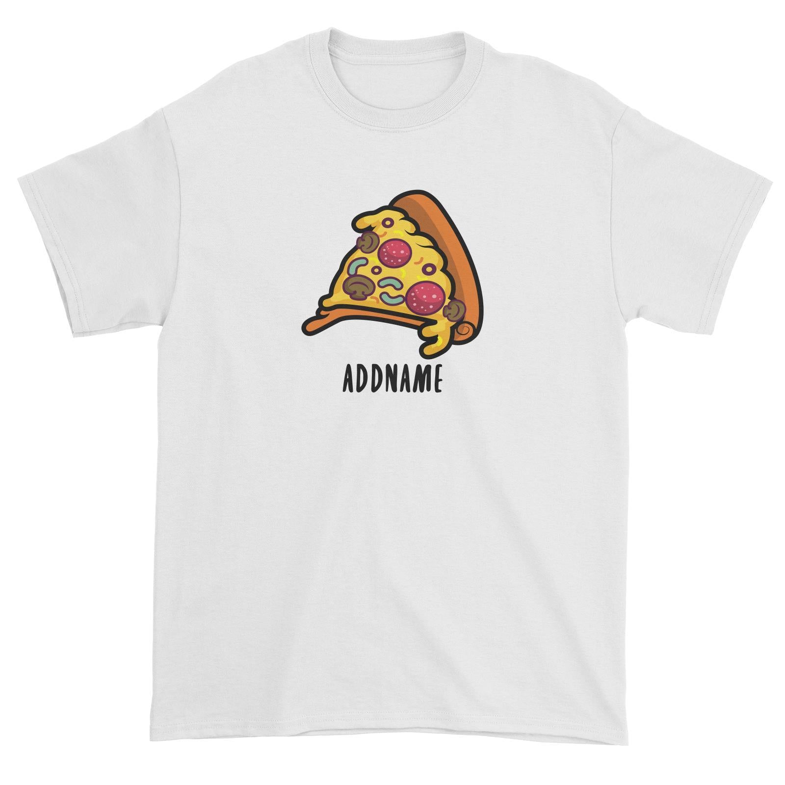 Fast Food Pizza Slice Addname Unisex T-Shirt  Matching Family Comic Cartoon Personalizable Designs