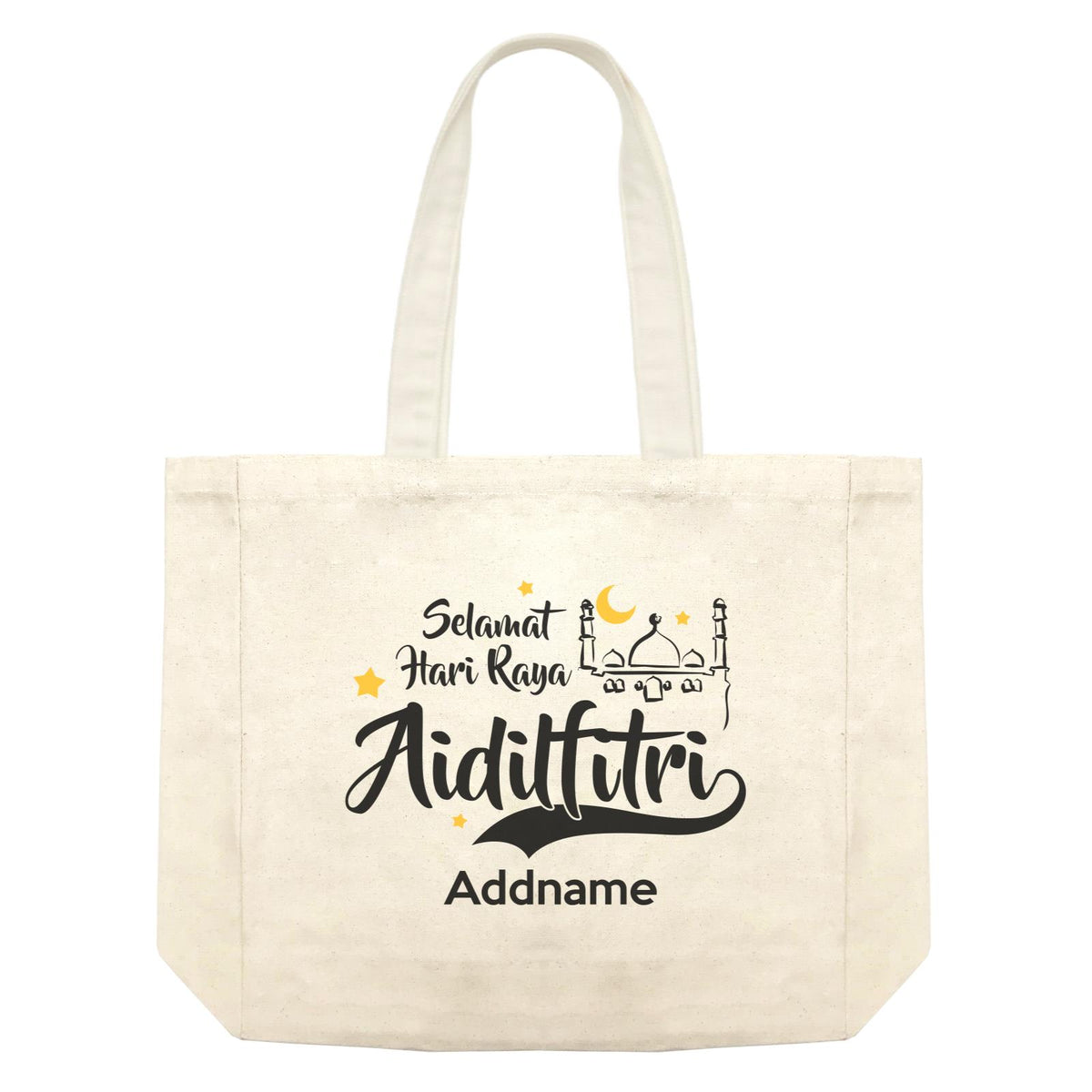 Raya Typography Doodle Mosque Selamat Hari Raya Aidilfitri Addname Accessories Shopping Bag