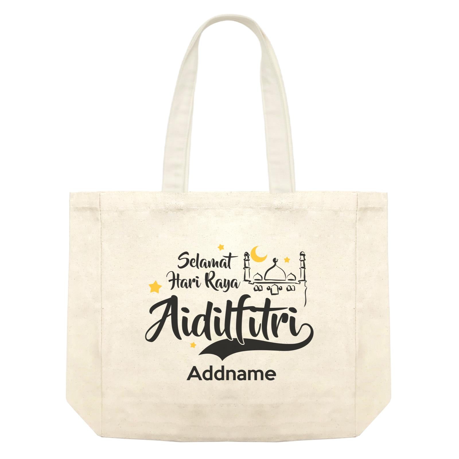 Raya Typography Doodle Mosque Selamat Hari Raya Aidilfitri Addname Accessories Shopping Bag