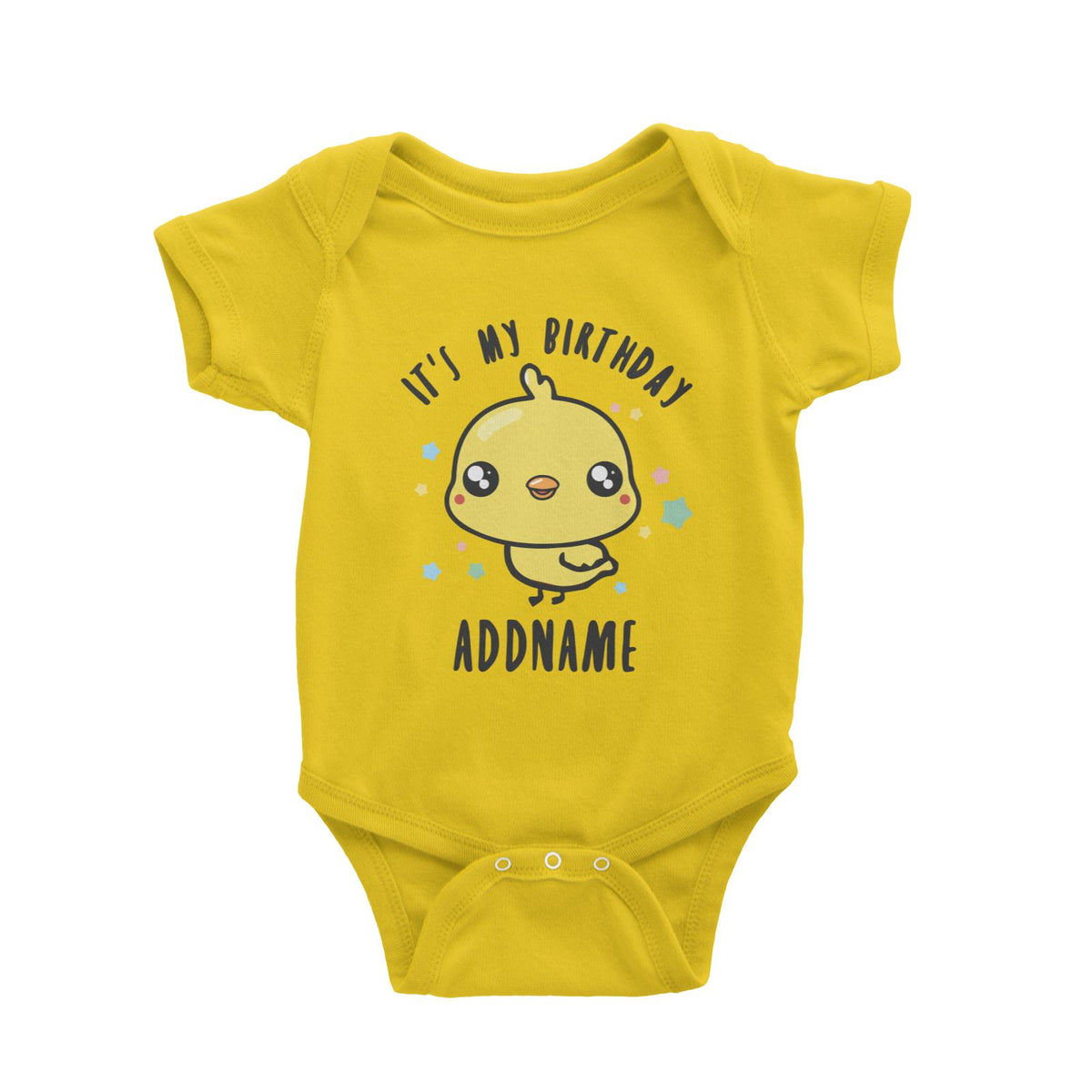 Cute Chick It's My Birthday Theme Personalizable with Date and Number Baby Romper