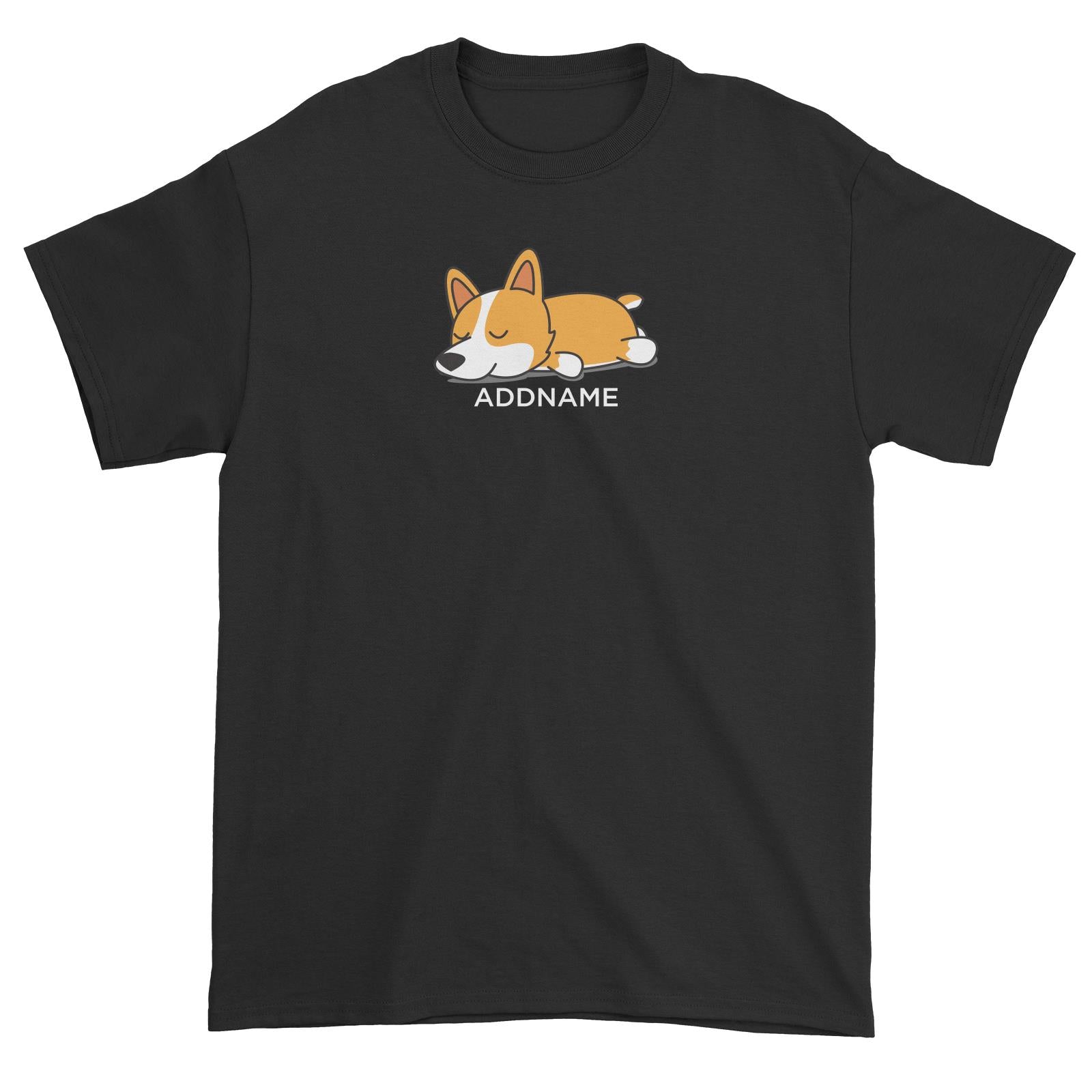 Lazy Corgi Dog Addname Unisex T-Shirt