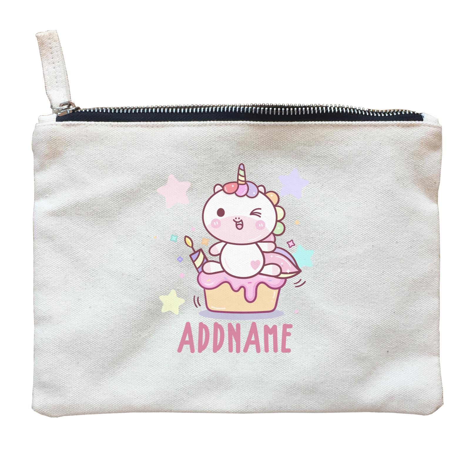 Unicorn And Princess Series Cute Unicorn Birthday Cupcake Addname Zipper Pouch