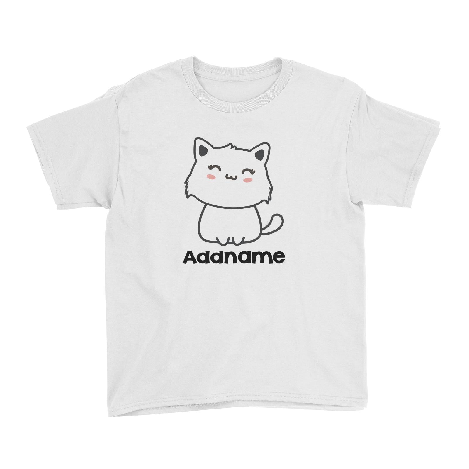 Drawn Adorable Cats White Addname Kid's T-Shirt