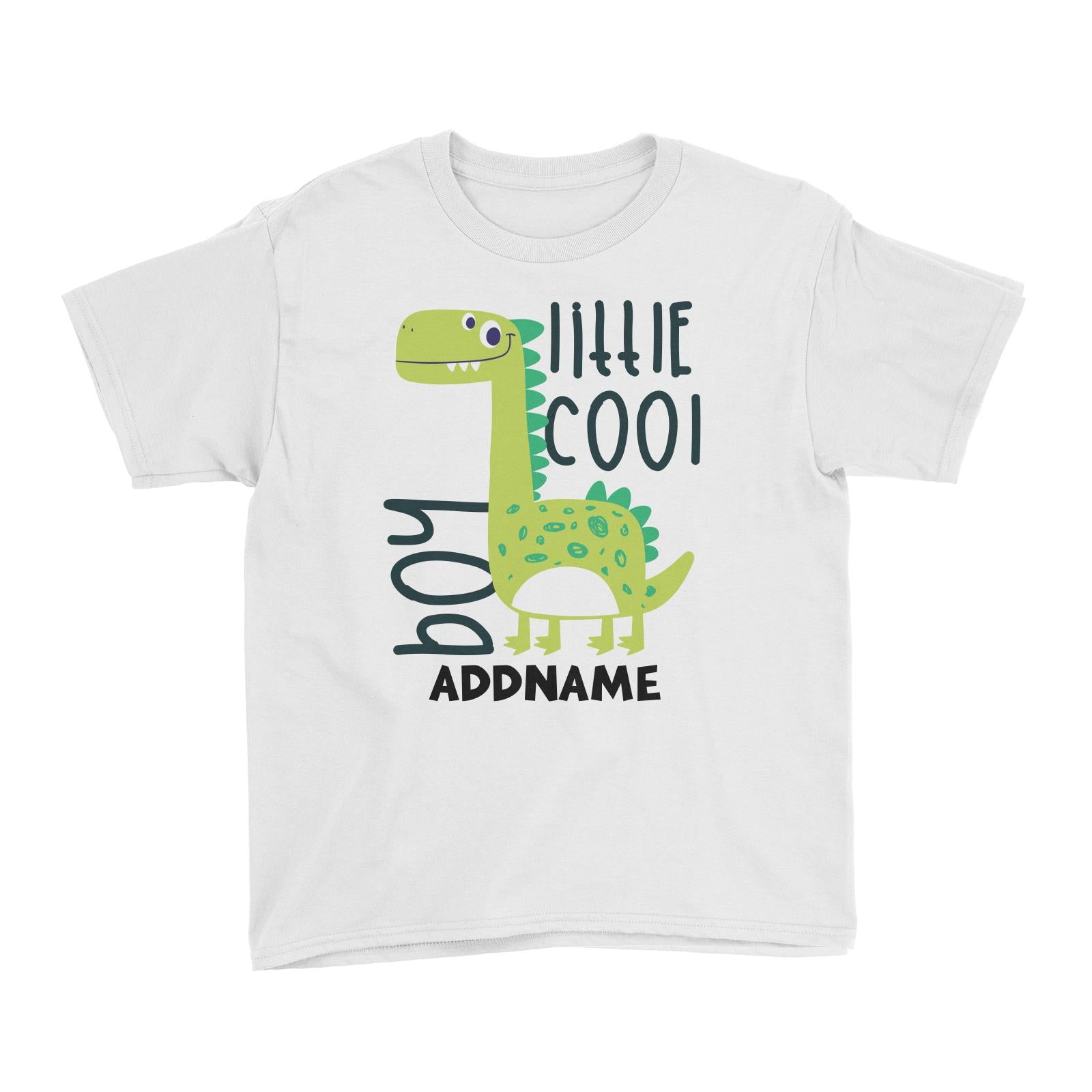 Little Cool Boy Dinosaur Addname White Kid's T-Shirt