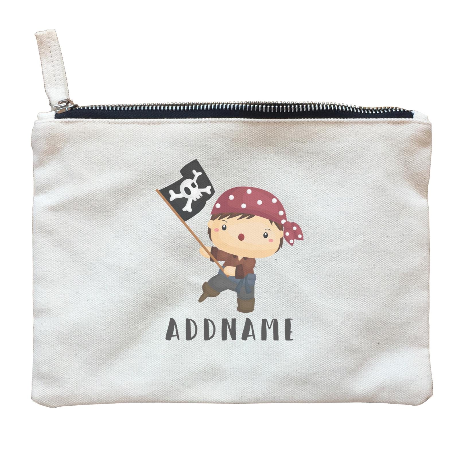 Birthday Pirate Boy Crew Holding Pirate Flag Addname Zipper Pouch