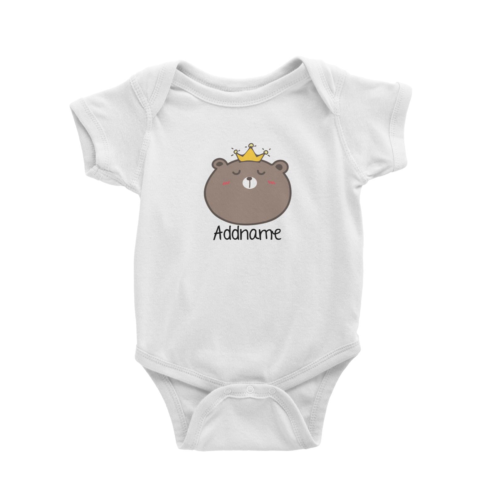 Cute Animals And Friends Series Cute Brown Bear With Crown Addname Baby Romper