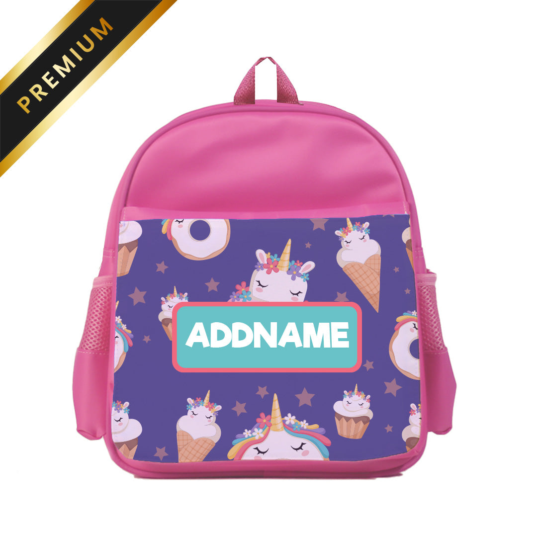 Unicorn with Donut Pink Premium Kiddies Bag