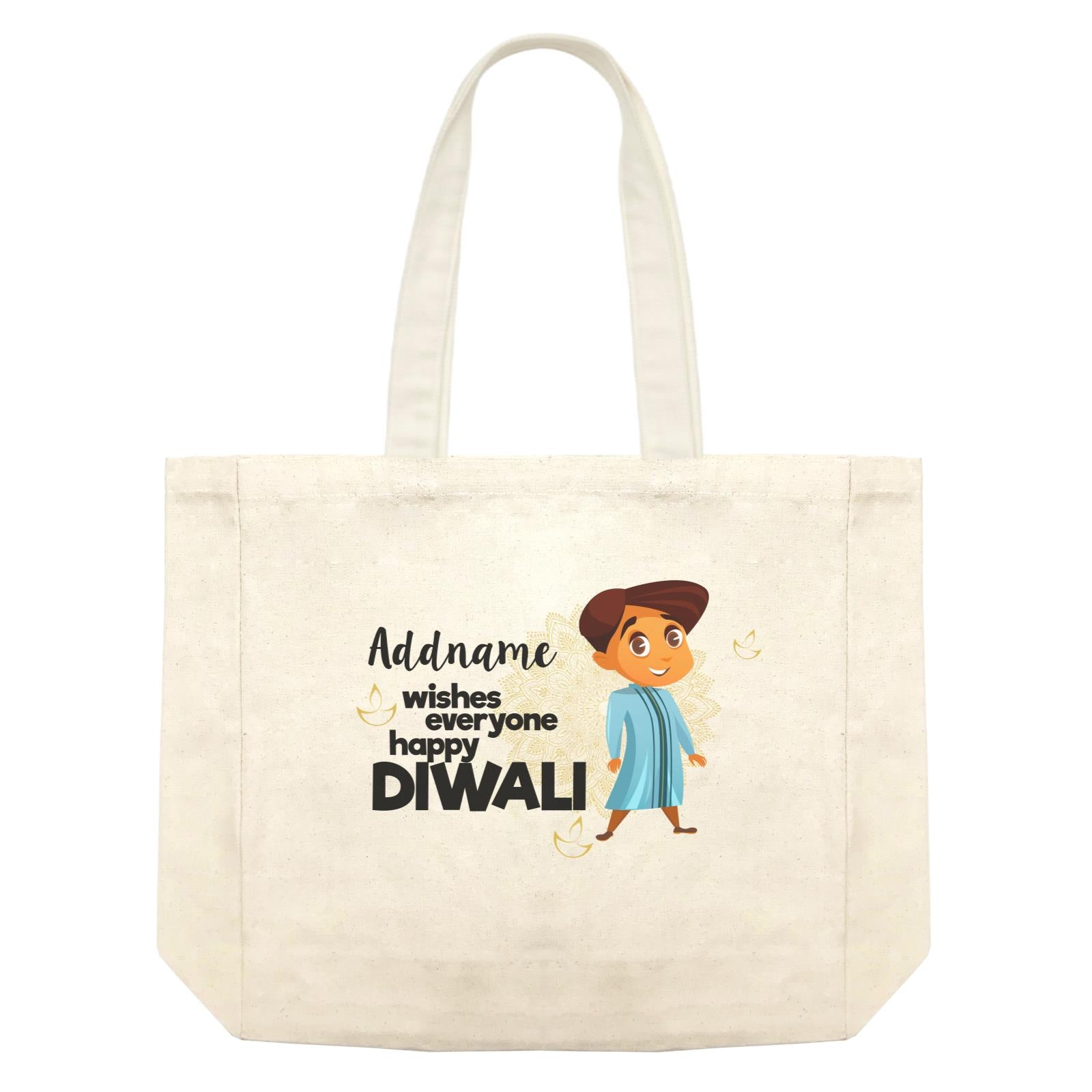 Cute Boy Wishes Everyone Happy Diwali Addname Shopping Bag