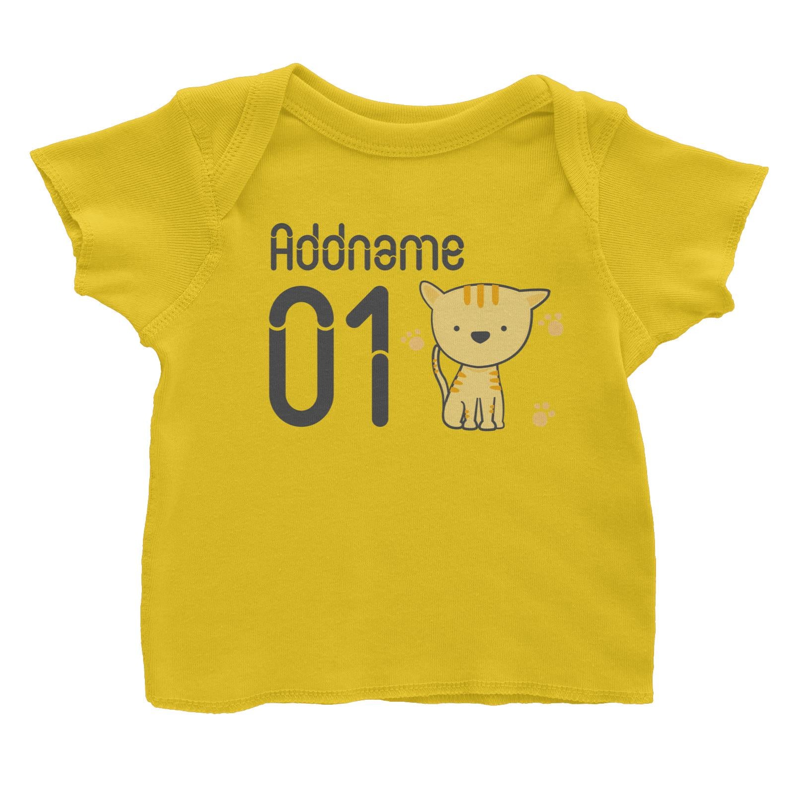 Name and Number Cute Hand Drawn Style Tiger Baby T-Shirt