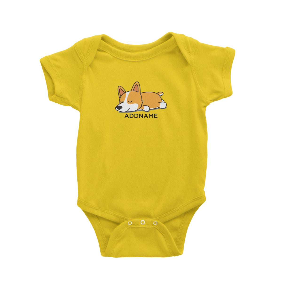 Lazy Corgi Dog Addname Baby Romper