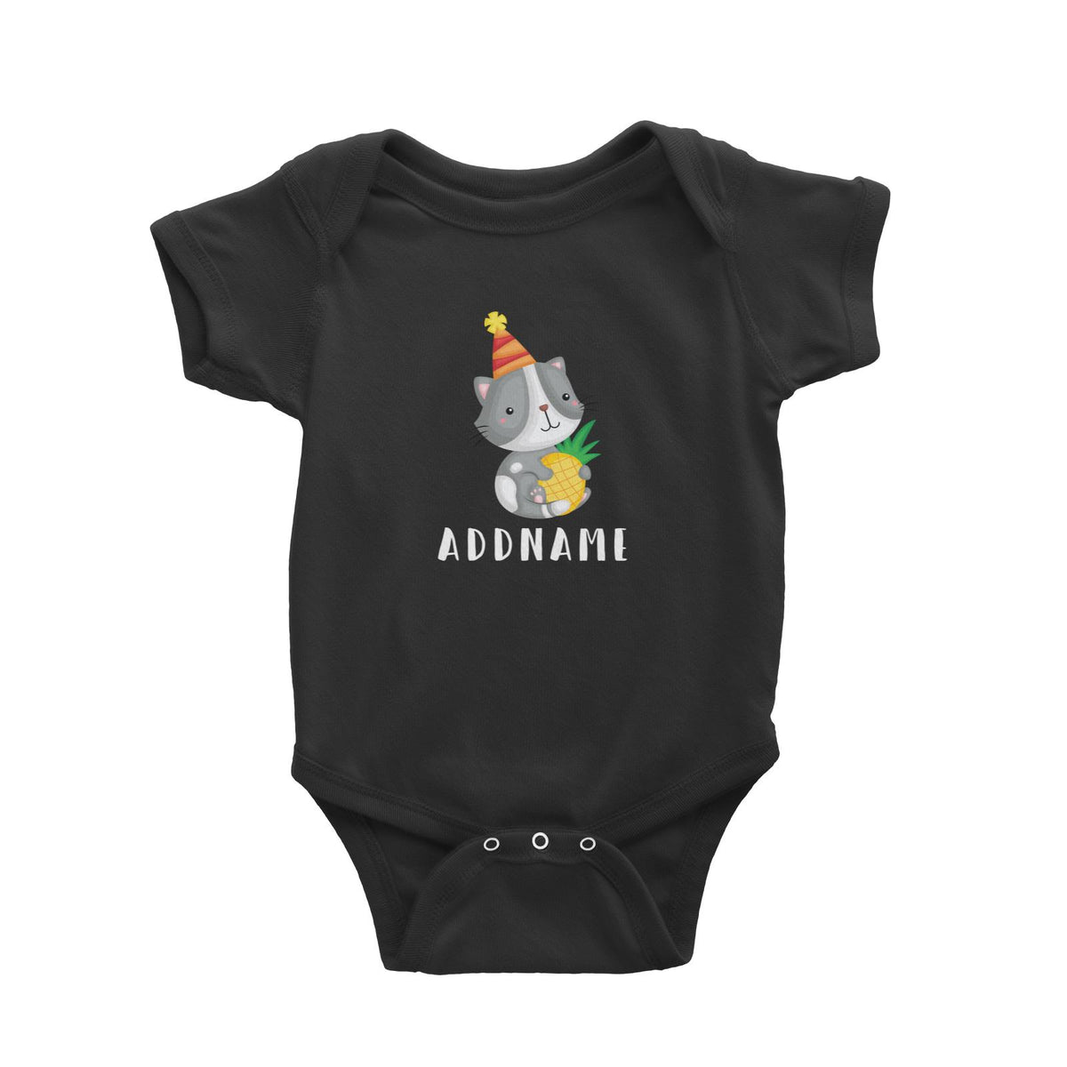Birthday Hawaii Cute Cat Hugging Pineapple Addname Baby Romper
