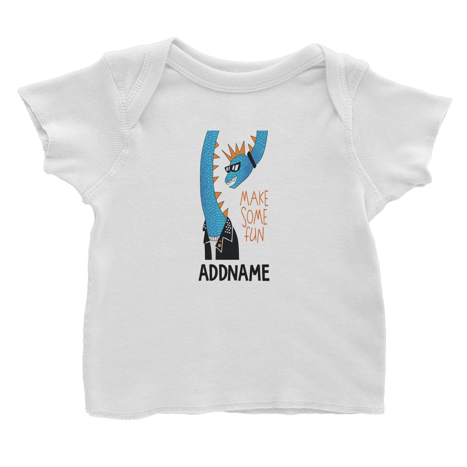 Cool Vibrant Series Make Some Fun Gangsta Dinosaur Addname Baby T-Shirt [SALE]