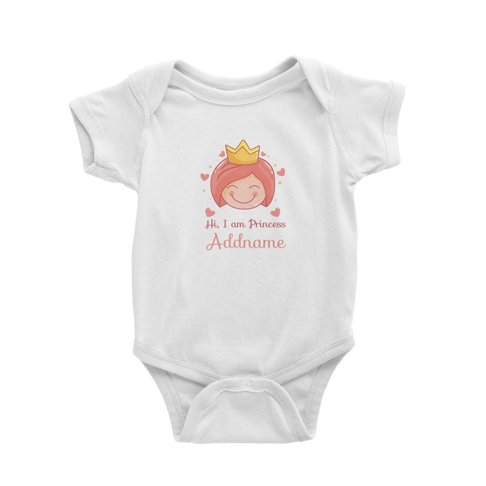 Cute Princess with Tiara Hi I Am Princess Addname Baby Romper