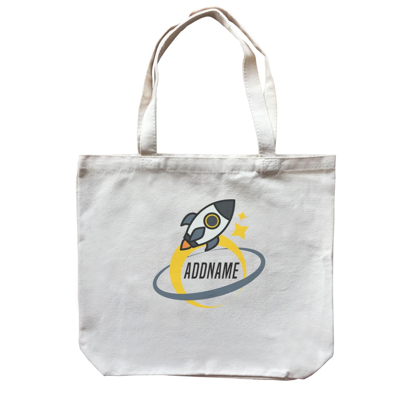 Birthday Rocket To Galaxy Moon And Star Addname Canvas Bag