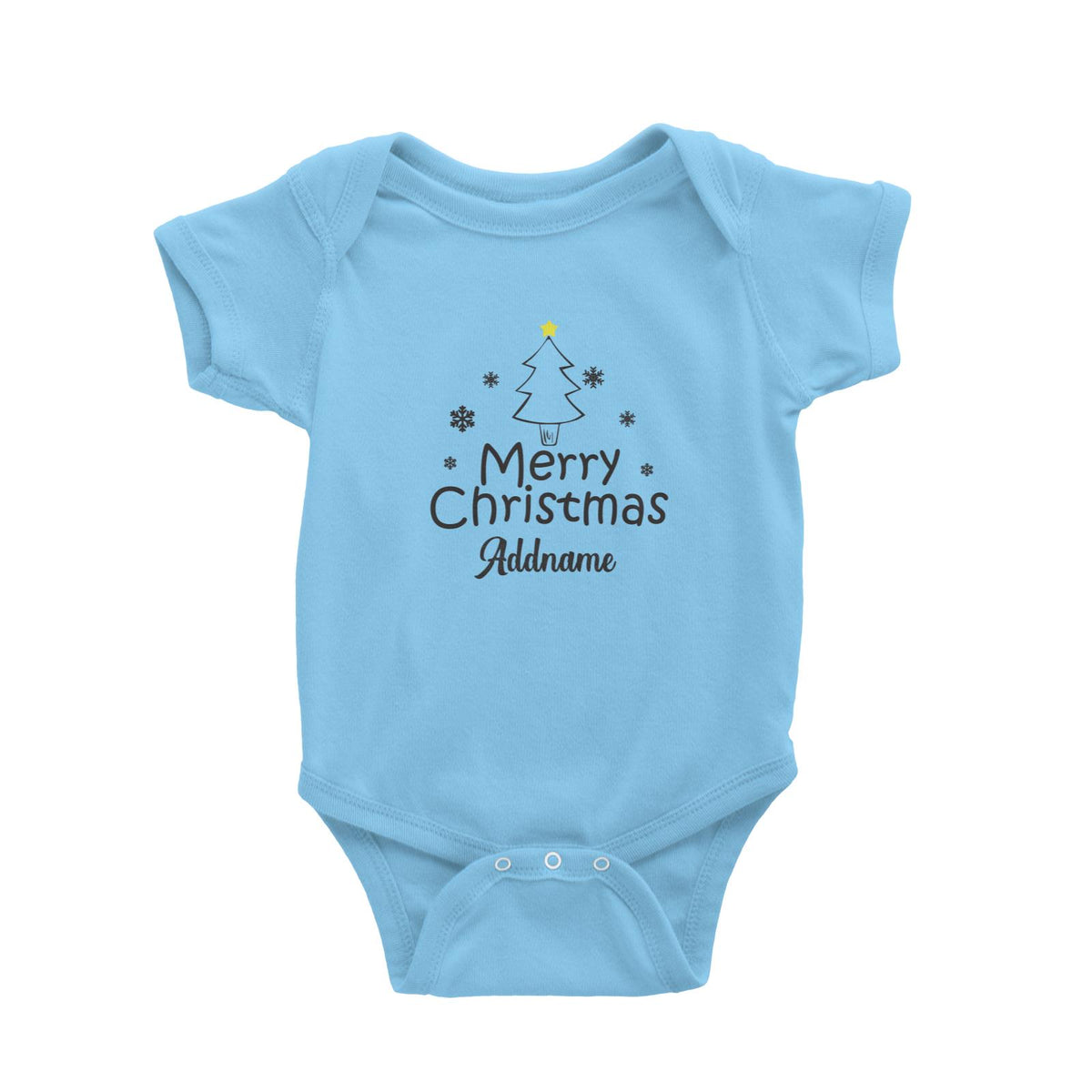 Christmas Series Merry Christmas Tree with Snowflakes Baby Romper