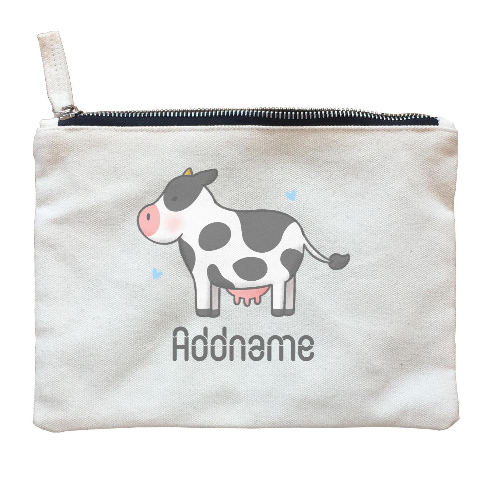 Cute Hand Drawn Style Cow Addname Zipper Pouch