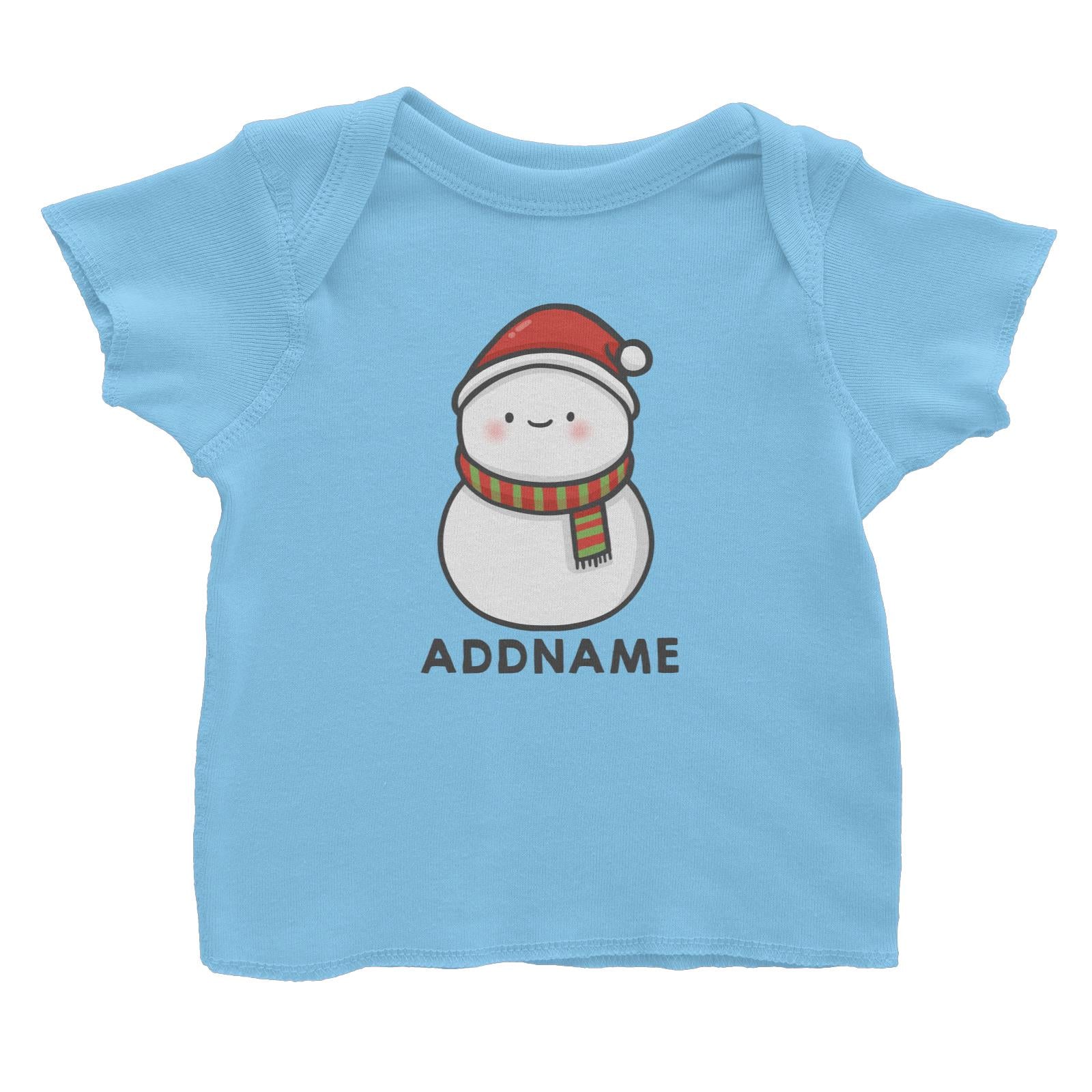 Xmas Cute Snowman Facing Foward Addname Baby T-Shirt
