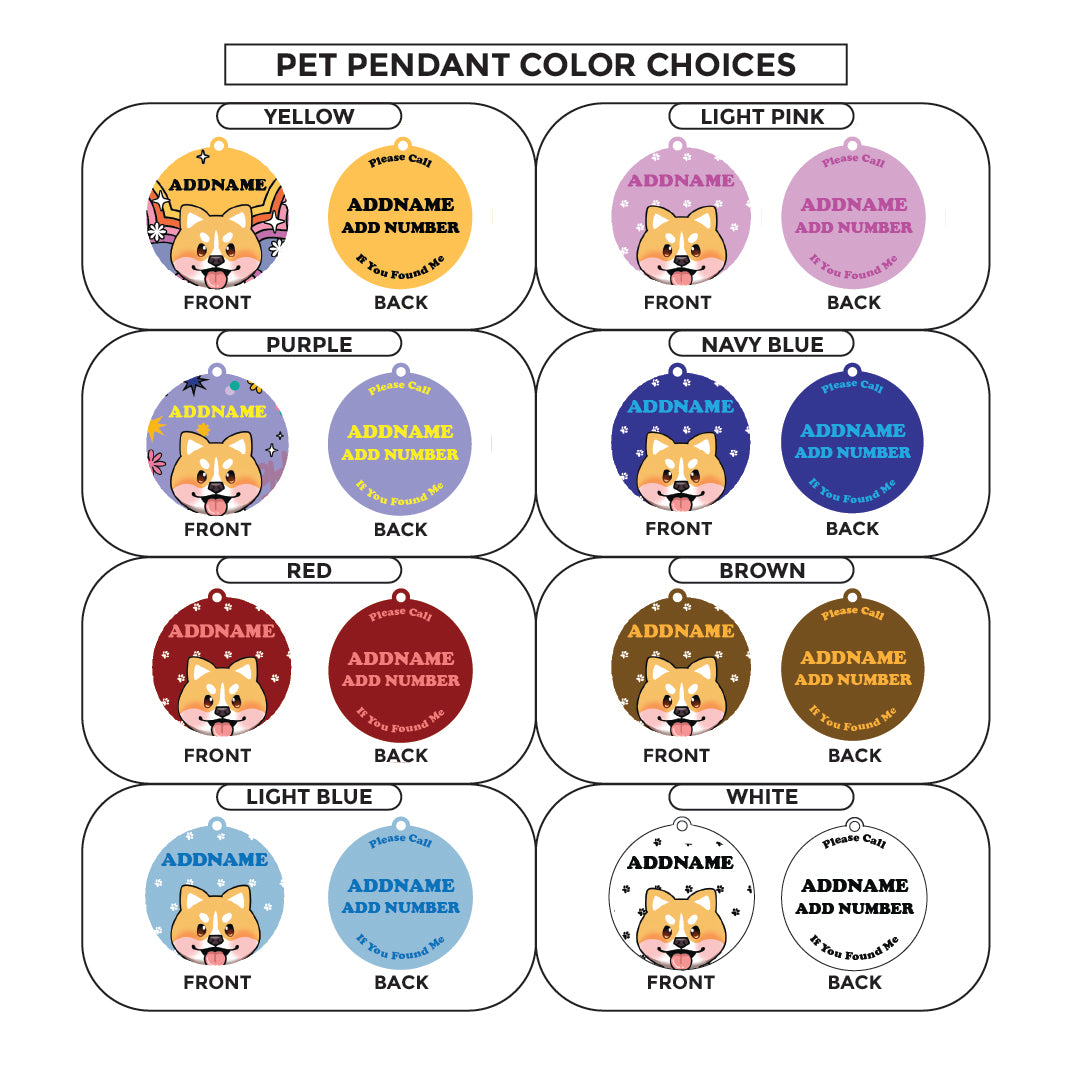Paw Print Series - Shiba Medium Dog Pet Pendant with Collar