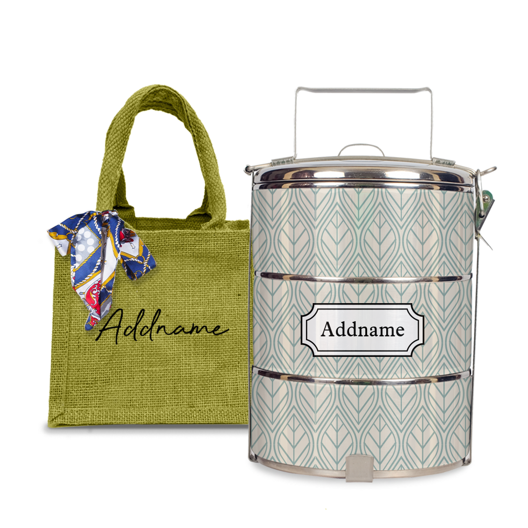 Minimal Geometric Leaf Tiffin Carrier