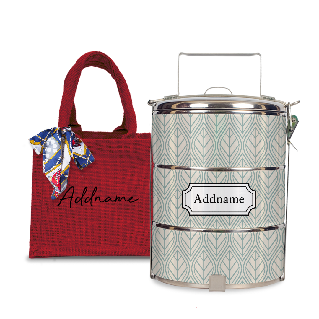 Minimal Geometric Leaf Tiffin Carrier