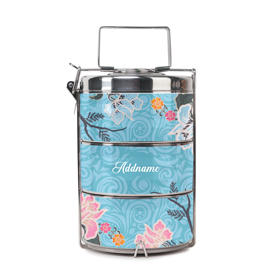 Modern Mahsuri Blue - Three-Tier Tiffin Carrier