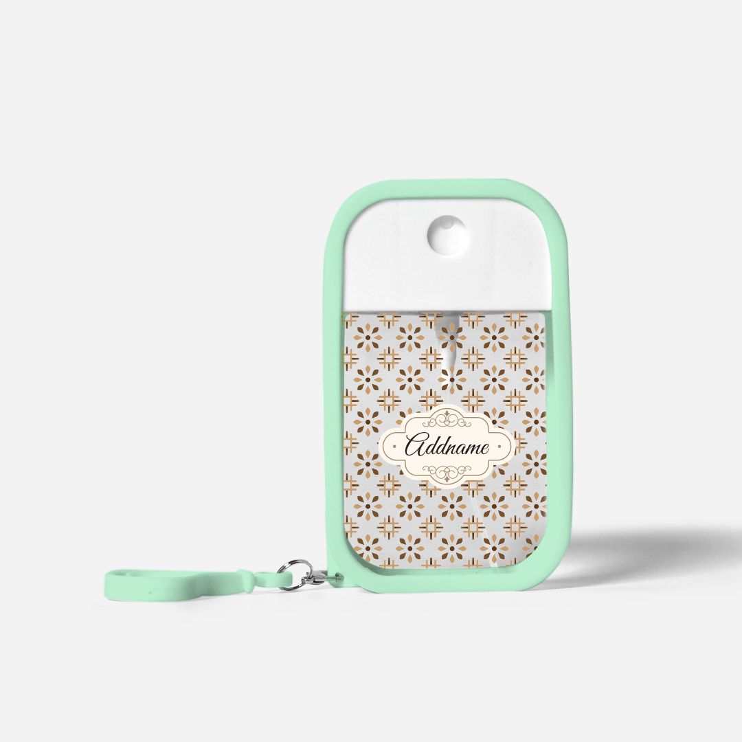 Moroccan Series Refillable Hand Sanitizer with Personalisation - Arabesque Tawny Brown Pale Green