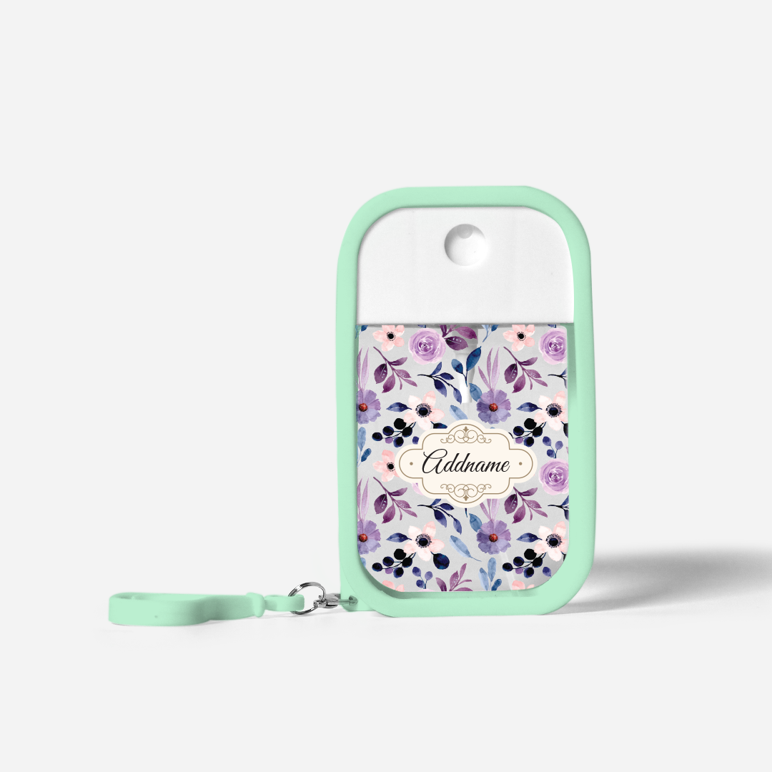 Laura Series Refillable Hand Sanitizer with Personalisation - Violet Pale Green